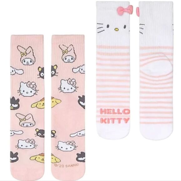 Hello Kitty By Sanrio 3D Logo Bow Crew Socks- 2PK - Picture 3 of 7